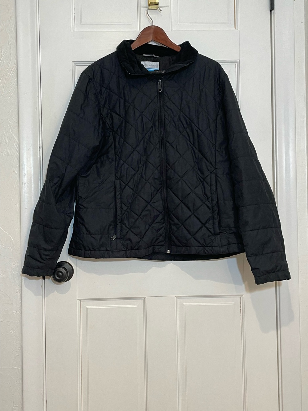 Columbia Women’s XXL Black Quilted Jacket Fleece Collar Full Zip Lightweight